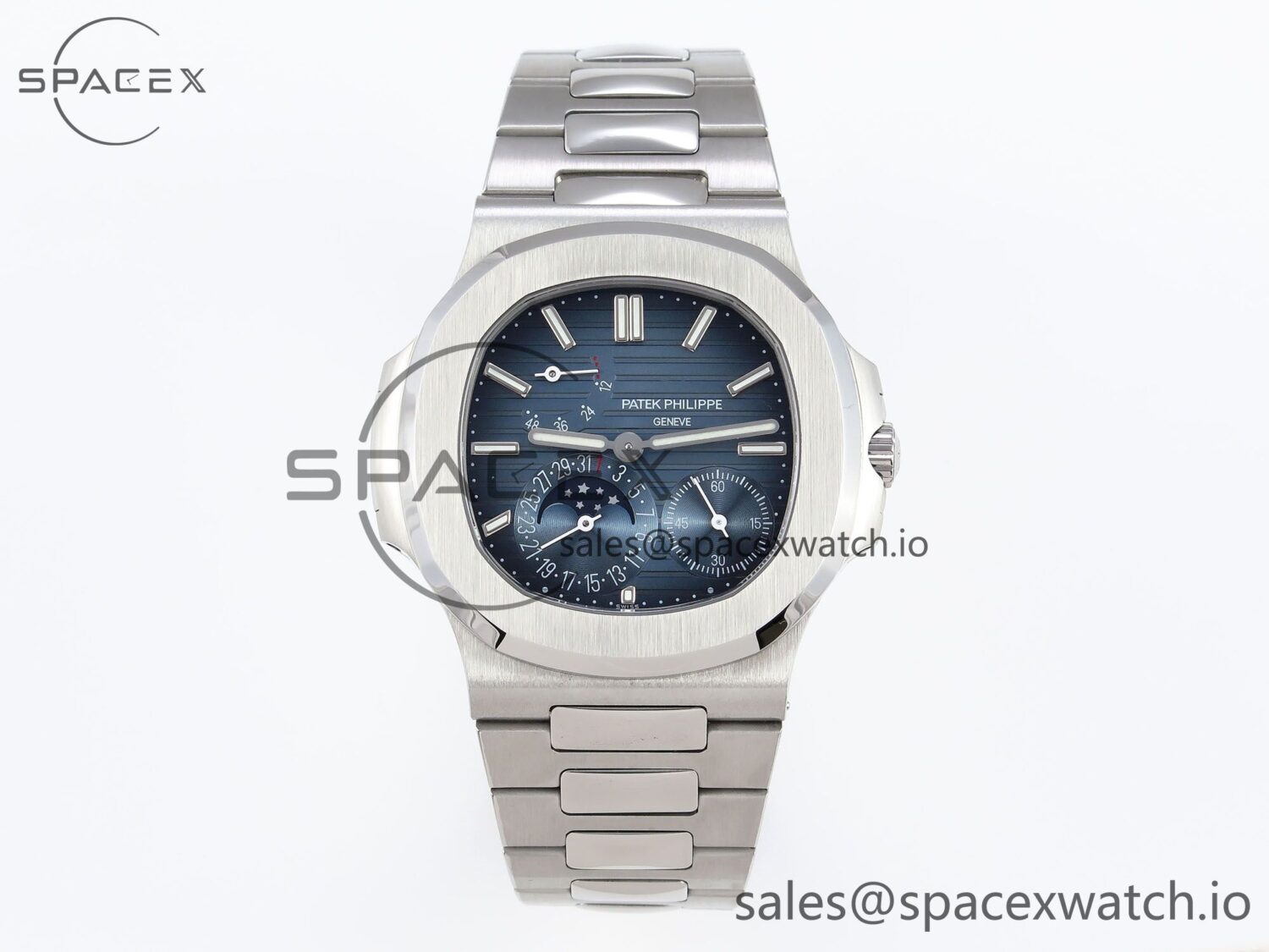 PATEK PHILIPPE NAUTILUS 5712 SS VSV reference-accurate BLUE DIAL ON SS BRACELET A240 hand-finished build V2 — custom-built watch