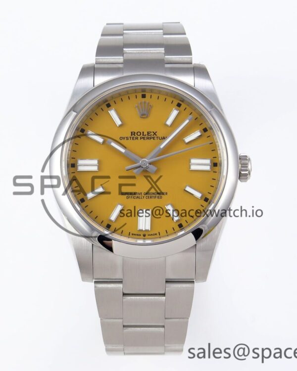 Rolex Oyster Perpetual 124300 41mm VSF reference-accurate 904L Steel Yellow Dial VS3235 — custom-built watch