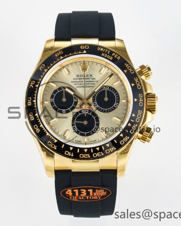 Daytona 126518 QF reference-accurate YG/Black Dial on Oysterflex Strap SH4131 V6（Gain Weight） — custom-built watch