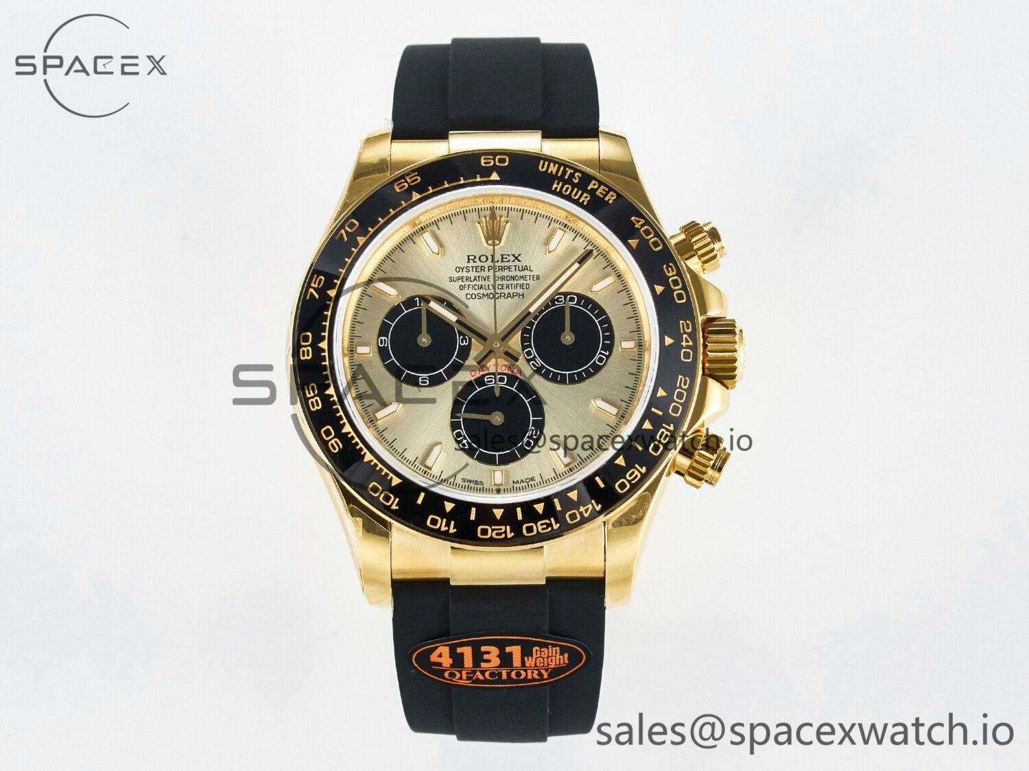 Daytona 126518 QF reference-accurate YG/Black Dial on Oysterflex Strap SH4131 V6(Gain Weight) — custom-built watch