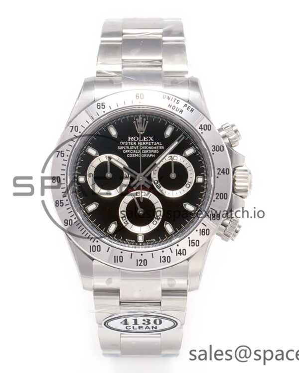 Daytona 116520 Clean reference-accurate 904L SS Case and Bracelet Black Dial SA4130 V2 — custom-built watch