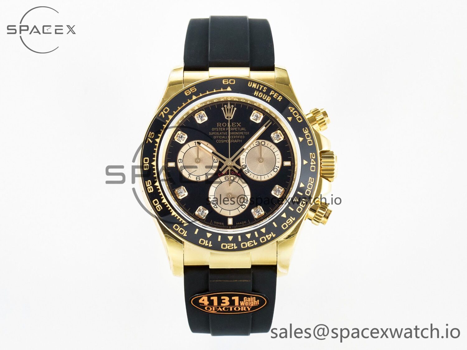 Daytona 126518 QF reference-accurate Black/YG Diamonds Dial on Oysterflex Strap SH4131 V6(Gain Weight) — custom-built watch