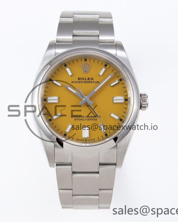 Rolex Oyster Perpetual 126000 36mm VSF reference-accurate 904L Steel Yellow Dial VS3235 — custom-built watch