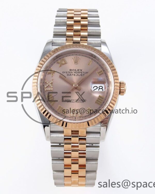 Rolex DateJust 36 SS/RG 126231 VSF reference-accurate 904L Steel RG Dial on Jubilee Bracelet VS3235 — custom-built watch