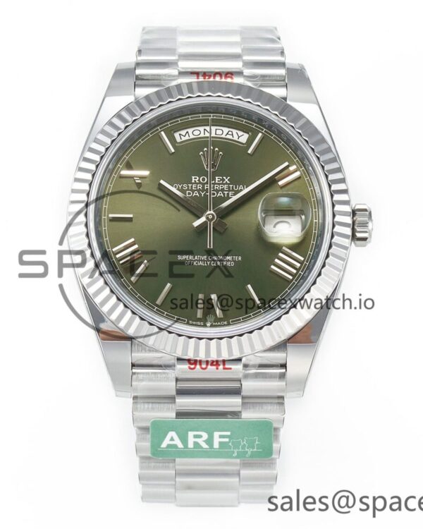 Day Date 40 SS 228239 ARF reference-accurate Green Roman Dial on President Bracelet VR3255 — custom-built watch