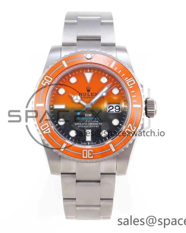 Rolex Submariner DIW Sandblasted VSF reference-accurate Orange Ceramic Bezel Orange/Black Dial on SS Bracelet VS3135 — custom-built watch