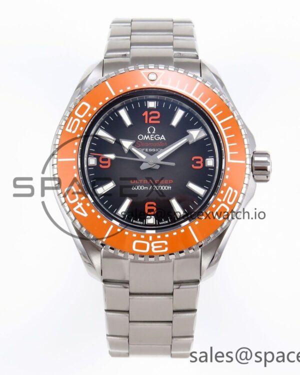 Omega Seamaster 6000M Ultra Deep SS VSF reference-accurate Brown Dial Orange Bezel on SS Bracelet A8912 hand-finished build — custom-built watch