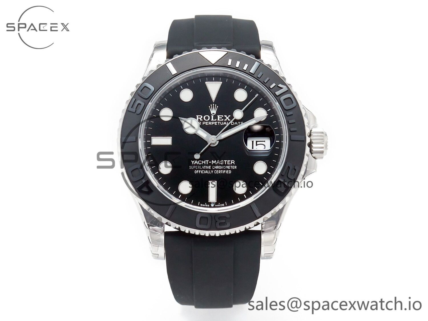 Yacht-Master 42mm 226659 VSF reference-accurate 3D Black Ceramic Bezel on Black Rubber Strap VS3235(Gain Weight) — custom-built watch