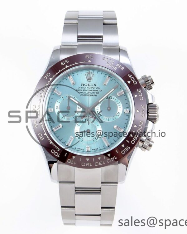 Rolex Daytona 116506 QF reference-accurate Ice Blue Dial Crystal Markers on SS Bracelet SH4130 V3 (Gain Weight) — custom-built watch