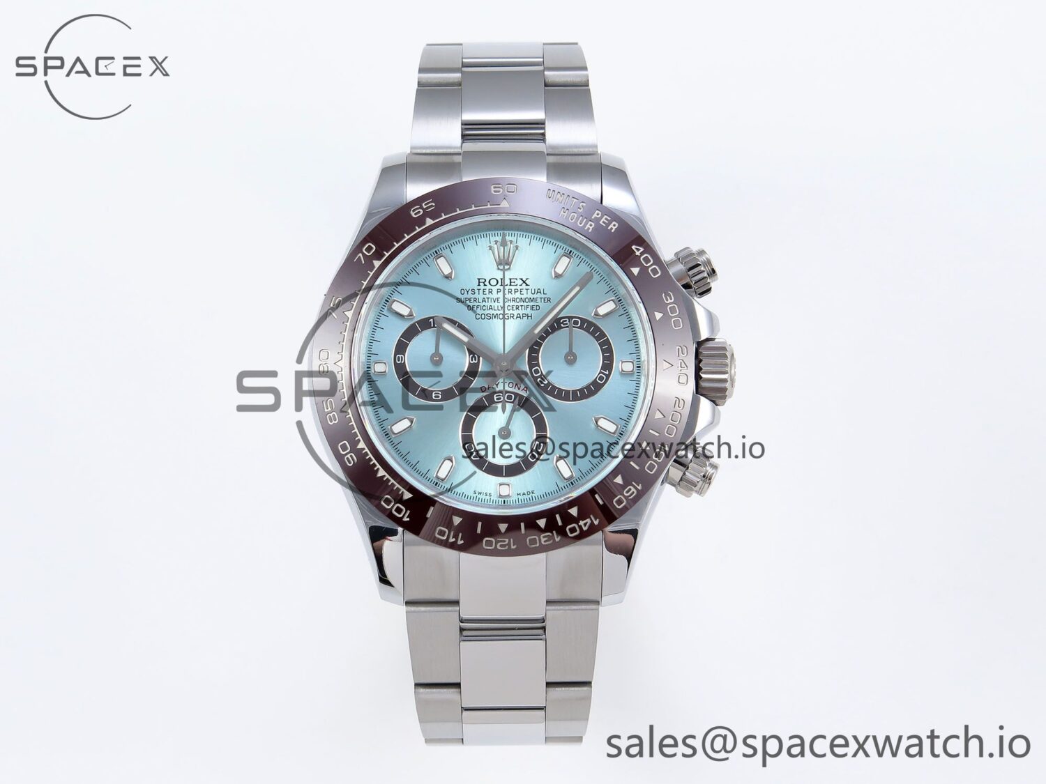 Rolex Daytona 116506 QF reference-accurate Ice Blue Dial Lume Markers on SS Bracelet SH4130 V3 (Gain Weight) — custom-built watch