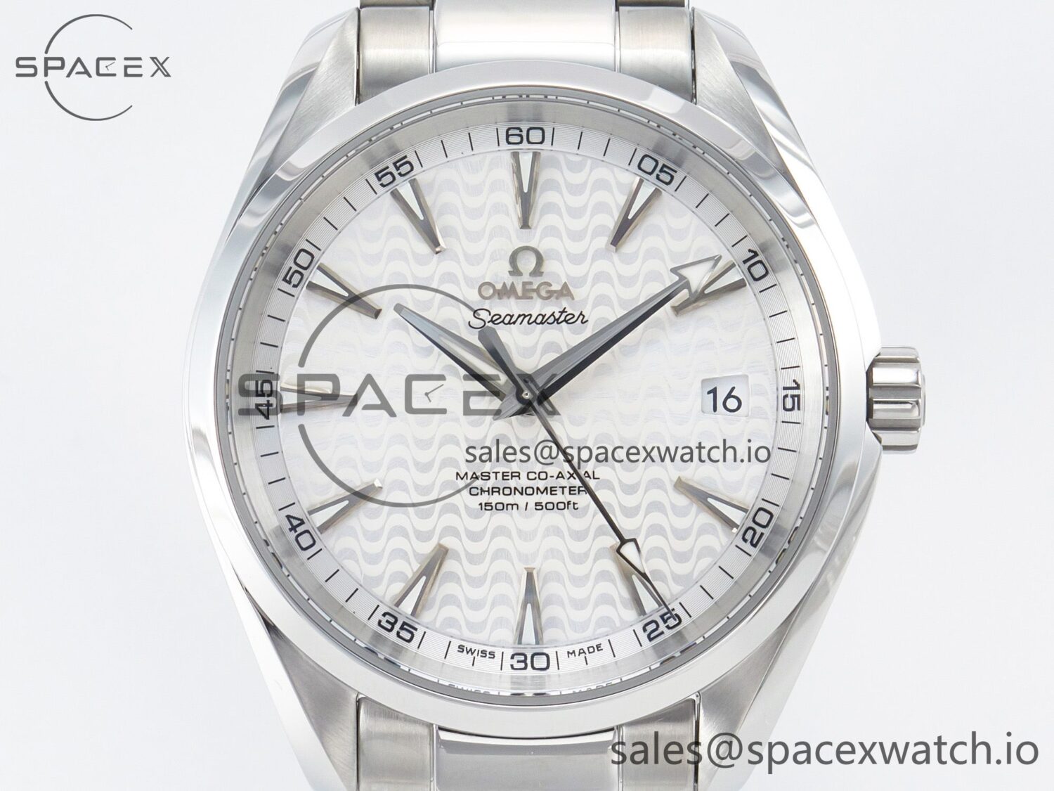 Aqua Terra 150m 41mm VSF reference-accurate White Textured Dial on SS Bracelet A8500 hand-finished build — custom-built watch