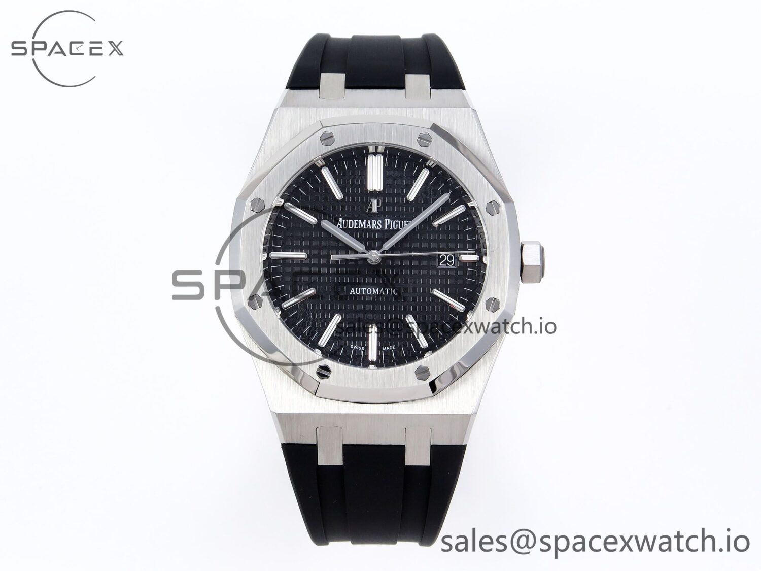 Audermars Piguet Royal Oak 41mm 15400 SS APSF reference-accurate Black Textured Dial on Black Rubber Strap SA3120 hand-finished build V3 — custom-built watch