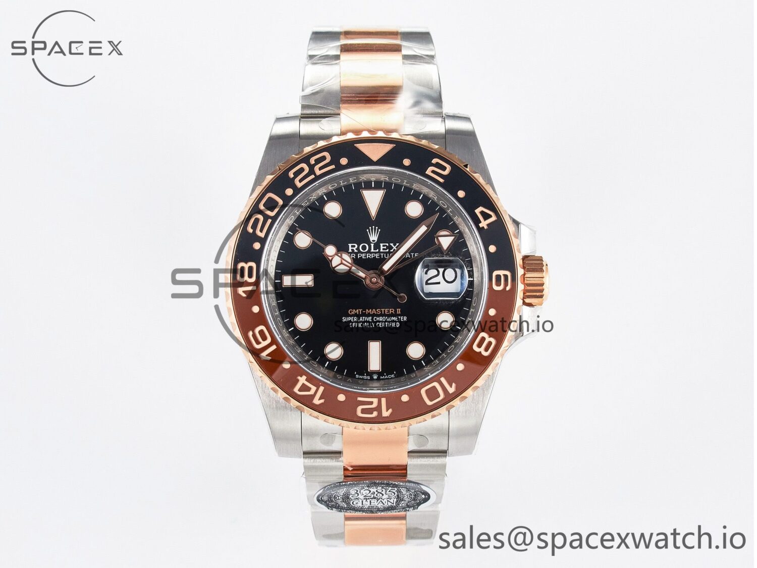 GMT-Master II 126711 CHNR Black/Brown Ceramic Clean reference-accurate on SS/RG Bracelet DD3285 — custom-built watch