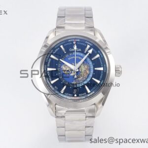 Aqua Terra 150M 43mm Worldtimer 24 VSF reference-accurate Blue Dial on SS Bracelet A8938 hand-finished build — custom-built watch