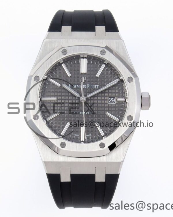 Audermars Piguet Royal Oak 41mm 15400 SS APSF reference-accurate Gray Textured Dial on Black Rubber Strap SA3120 hand-finished build V3 — custom-built watch