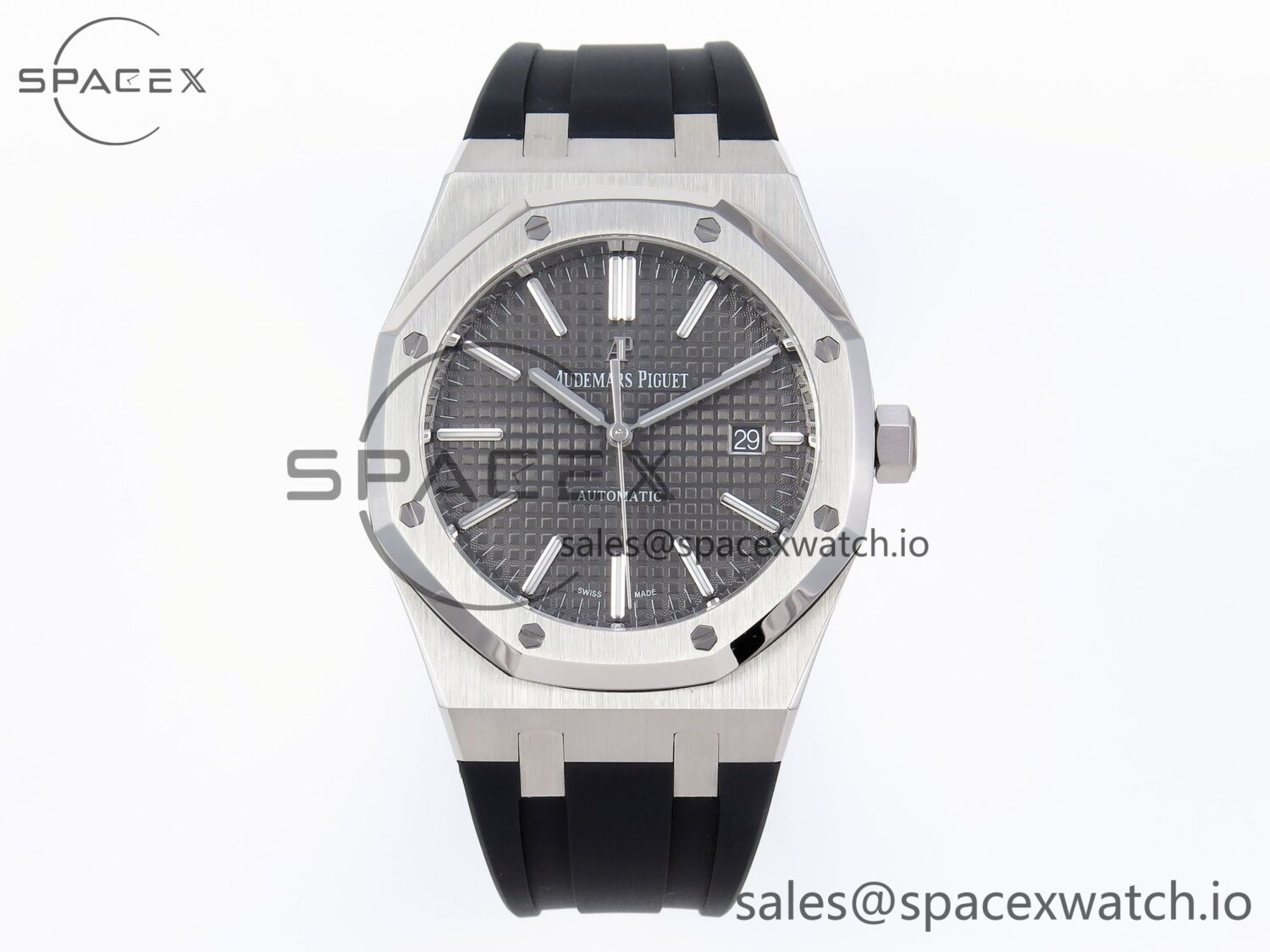 Audermars Piguet Royal Oak 41mm 15400 SS APSF reference-accurate Gray Textured Dial on Black Rubber Strap SA3120 hand-finished build V3 — custom-built watch