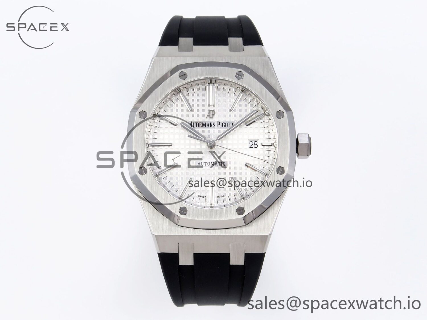 Audermars Piguet Royal Oak 41mm 15400 SS APSF reference-accurate White Textured Dial on Black Rubber Strap SA3120 hand-finished build V3 — custom-built watch