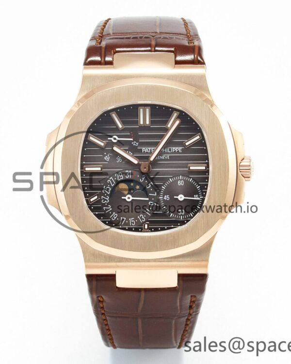 Nautilus 5712 RG PPF reference-accurate Brown Dial on Brown Leather Strap A240 hand-finished build V2 — custom-built watch