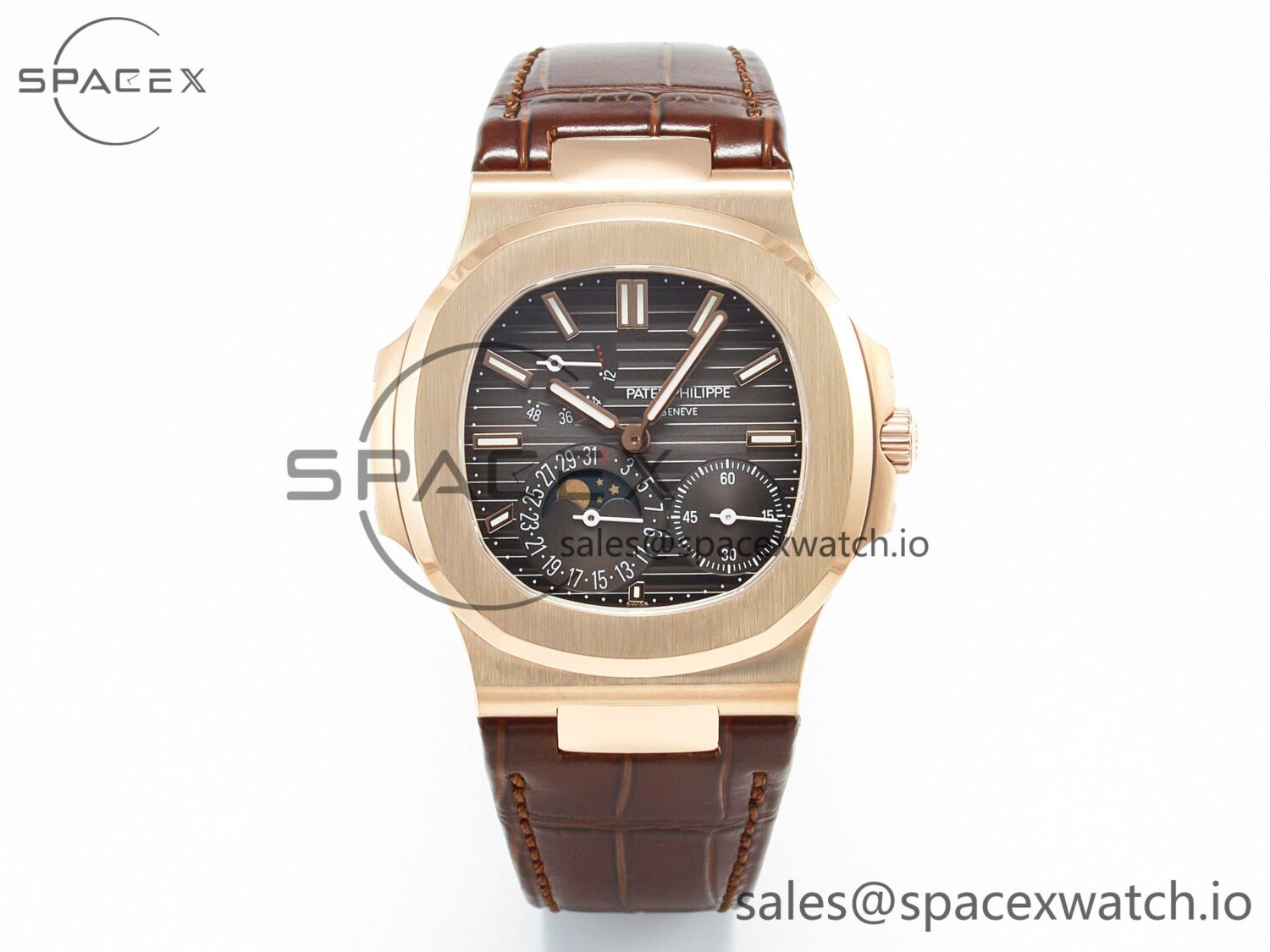 Nautilus 5712 RG PPF reference-accurate Brown Dial on Brown Leather Strap A240 hand-finished build V2 — custom-built watch