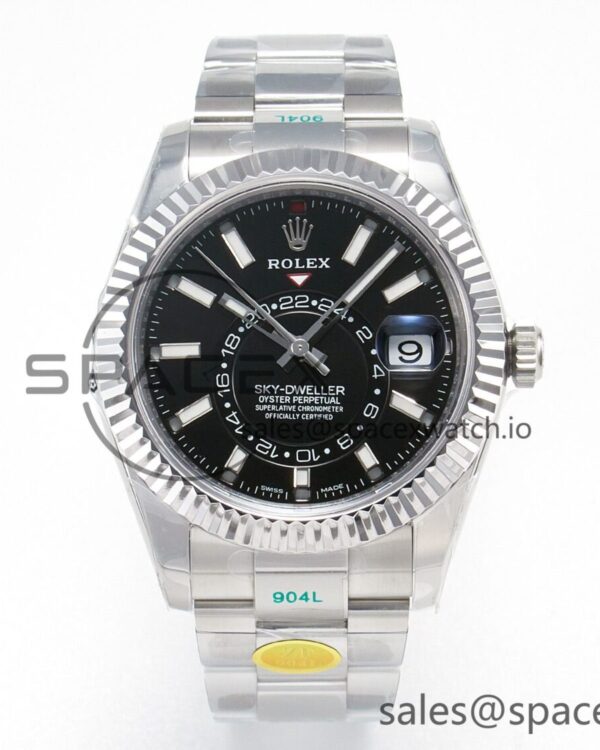 Sky-Dweller 326934 904L SS ZF reference-accurate Black Dial on SS Bracelet A2824 — custom-built watch