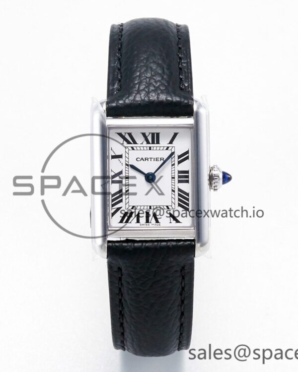 Tank Solo Ladies 28mm SS AF reference-accurate White Dial on Black Leather Strap Ronda Quartz — custom-built watch