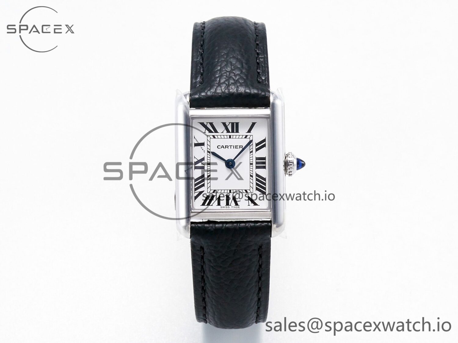 Tank Solo Ladies 28mm SS AF reference-accurate White Dial on Black Leather Strap Ronda Quartz — custom-built watch