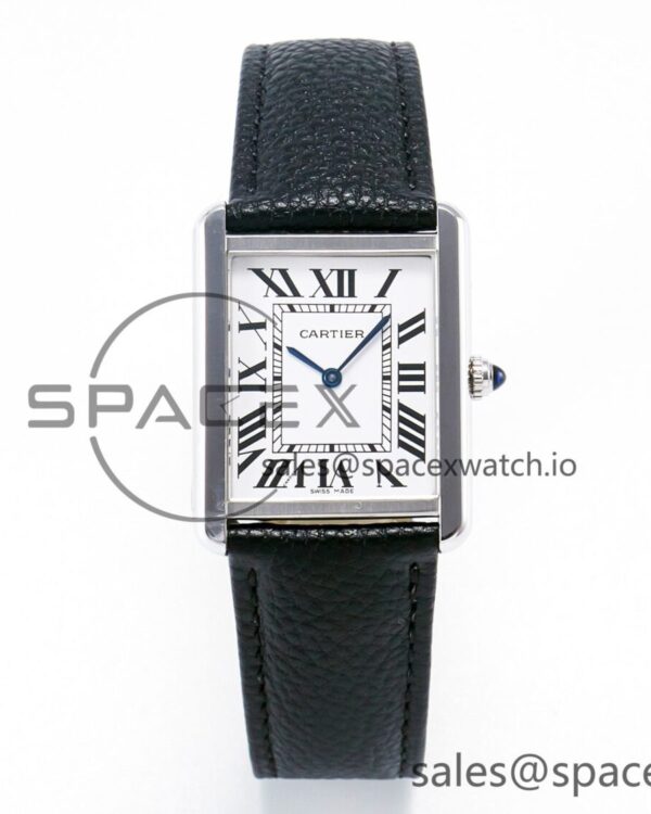 Tank Solo Ladies 33.7mm SS AF reference-accurate White Dial on Black Leather Strap Ronda Quartz — custom-built watch