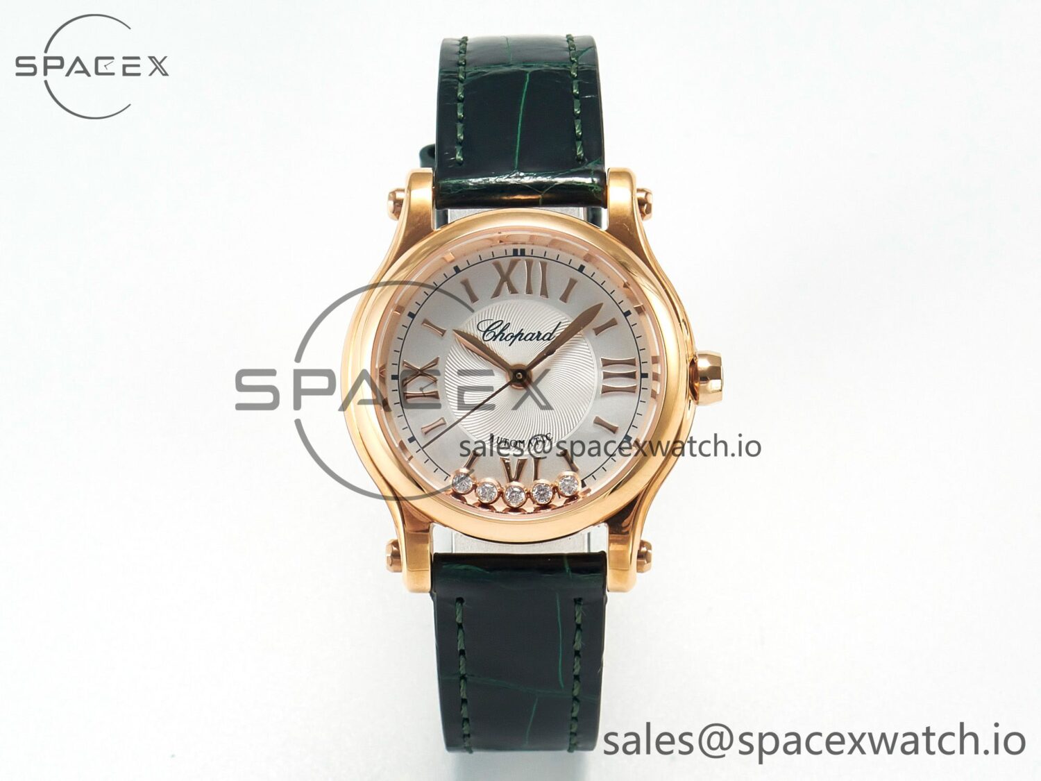 Happy Sports 30MM YF RG White Dial on Green Leather Strap A2892 — custom-built watch