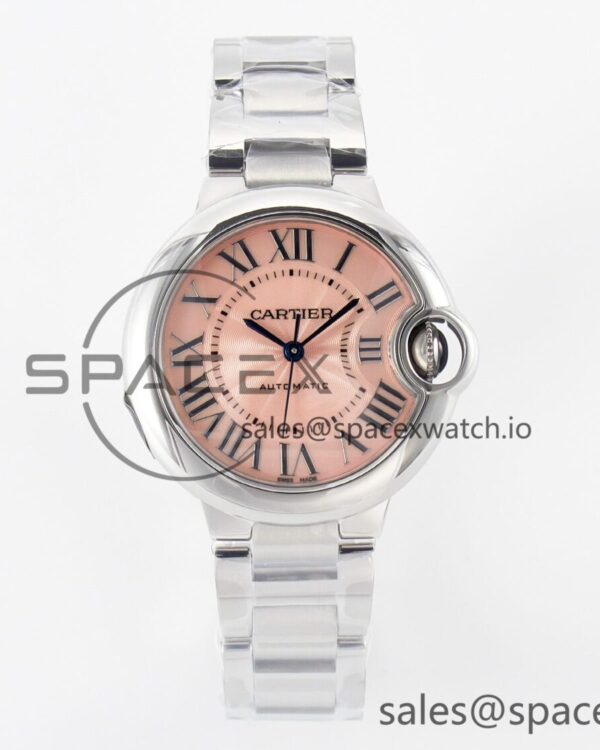 Ballon Bleu 33mm SS AF reference-accurate Pink Dial on SS Bracelet SEIKO NH05A — custom-built watch
