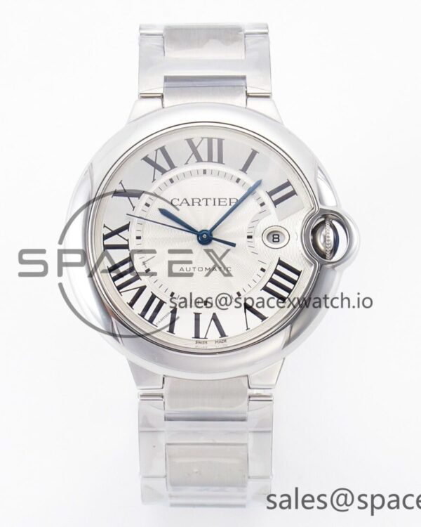Ballon Bleu 42mm SS AF reference-accurate White Texture Dial on SS Bracelet A2824 V5 — custom-built watch