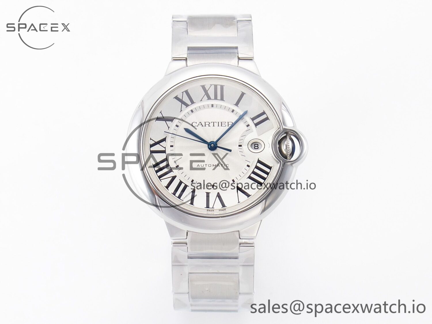 Ballon Bleu 42mm SS AF reference-accurate White Texture Dial on SS Bracelet A2824 V5 — custom-built watch