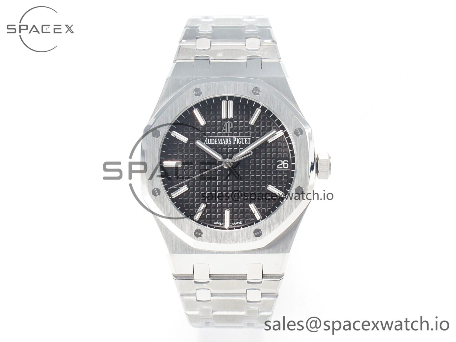 Royal Oak 41mm 15500 SS ZF reference-accurate Black Textured Dial on SS Bracelet SA4302 hand-finished build V3 — custom-built watch