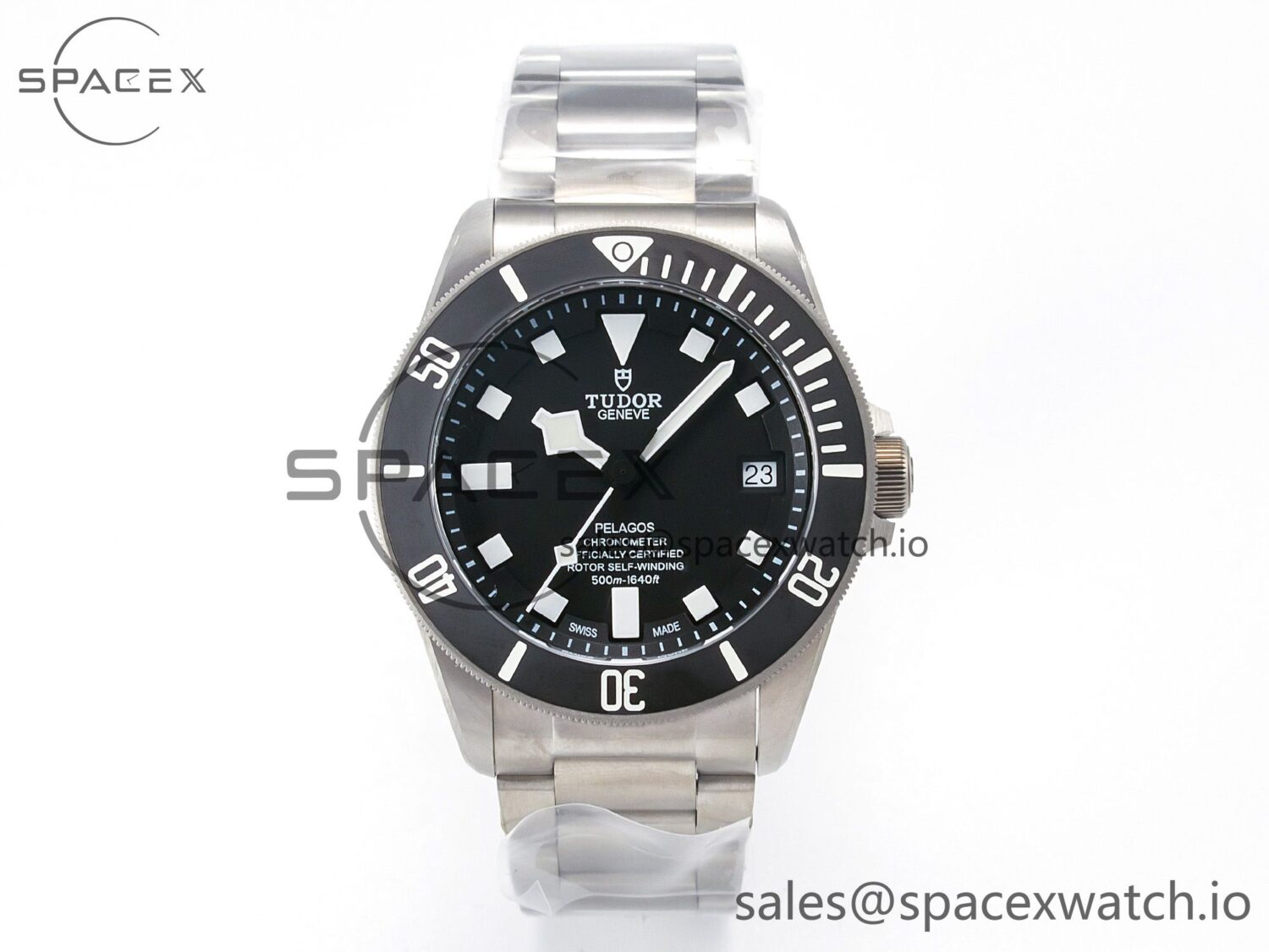 Pelagos Titanium Black Ceramic XF reference-accurate Black Dial on Titanium Bracelet A2824 — custom-built watch