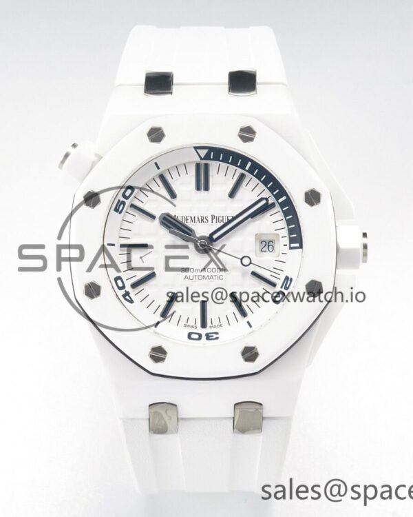 Royal Oak Offshore Diver 15707 White Ceramic ZF reference-accurate SA3120 hand-finished build — custom-built watch