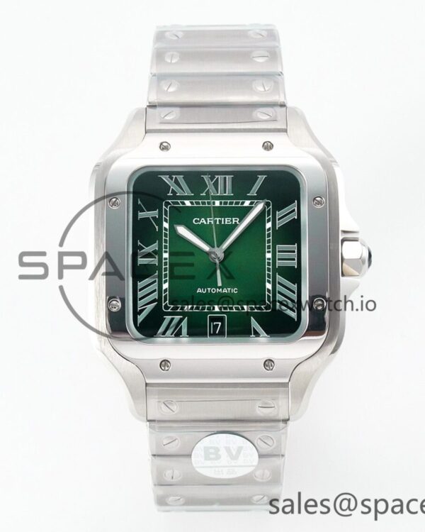 Santos de Cartier 40mm SS 2018 BVF reference-accurate Green Dial on SS SmartLinks Bracelet MIYOTA 9015 V2 — custom-built watch