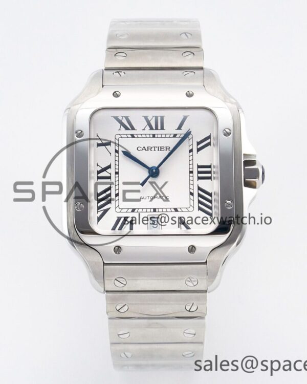 Santos de Cartier 40mm SS BVF reference-accurate White Dial on SS Bracelet MIYOTA 9015 — custom-built watch
