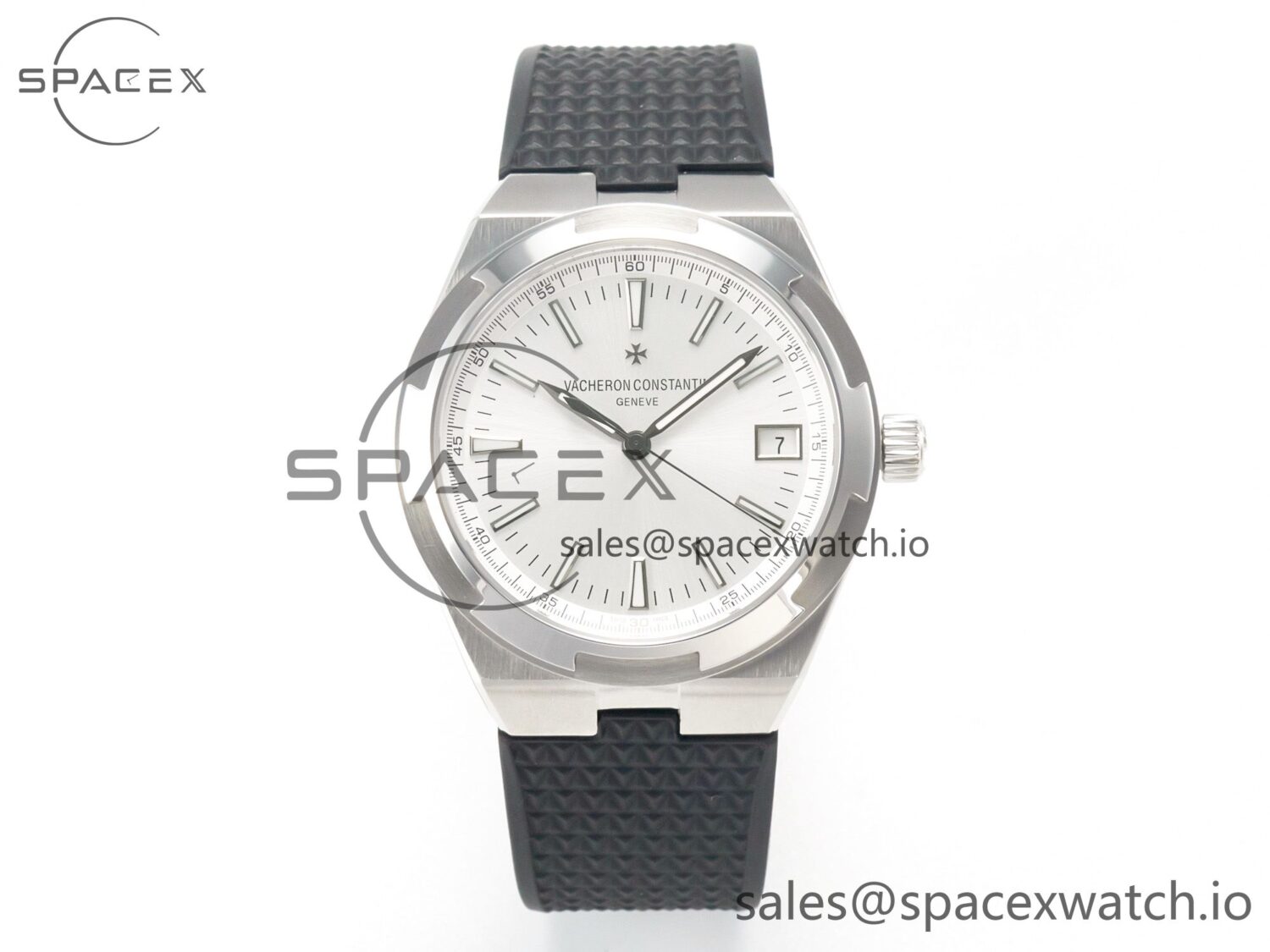 Overseas 4500V SS MKSF reference-accurate White Dial on Black Rubber Strap A5100 — custom-built watch