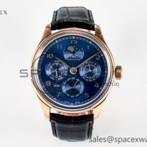 IW5033 Portugieser Perpetual Calendar RG V9F reference-accurate White Dial on Black Leather Strap A52610 — custom-built watch