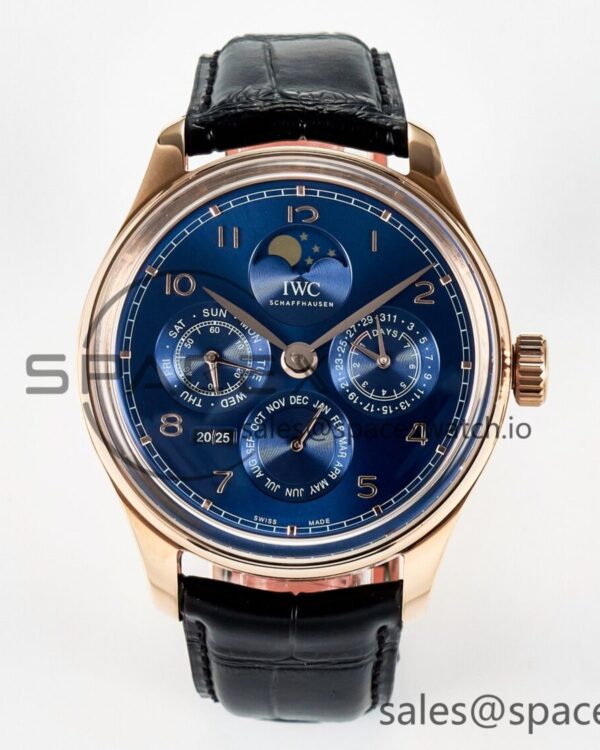 IW5033 Portugieser Perpetual Calendar RG V9F reference-accurate White Dial on Black Leather Strap A52610 — custom-built watch