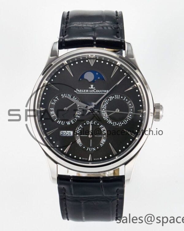 Master Ultra Thin Perpetual Calendar SS V9F reference-accurate Gray Dial on Black Leather Strap A868 V2 — custom-built watch