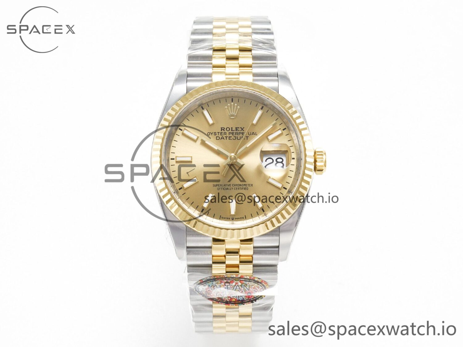 DateJust 36 126233 Clean reference-accurate 904L Steel YG Stick Dial on SS/YG Jubilee Bracelet VR3235 — custom-built watch
