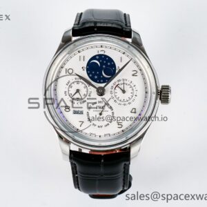 IW5034 Portugieser Perpetual Calendar SS V9F reference-accurate White Dial on Black Leather Strap A52610 — custom-built watch