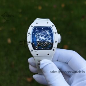 1: 1. Customized Best Version RM-055 White Ceramic, Titanium Rubber Inner Shell, Vaucher RMUL2 Super Movement, White Rubber Strap, Titanium Buckle — custom-built watch