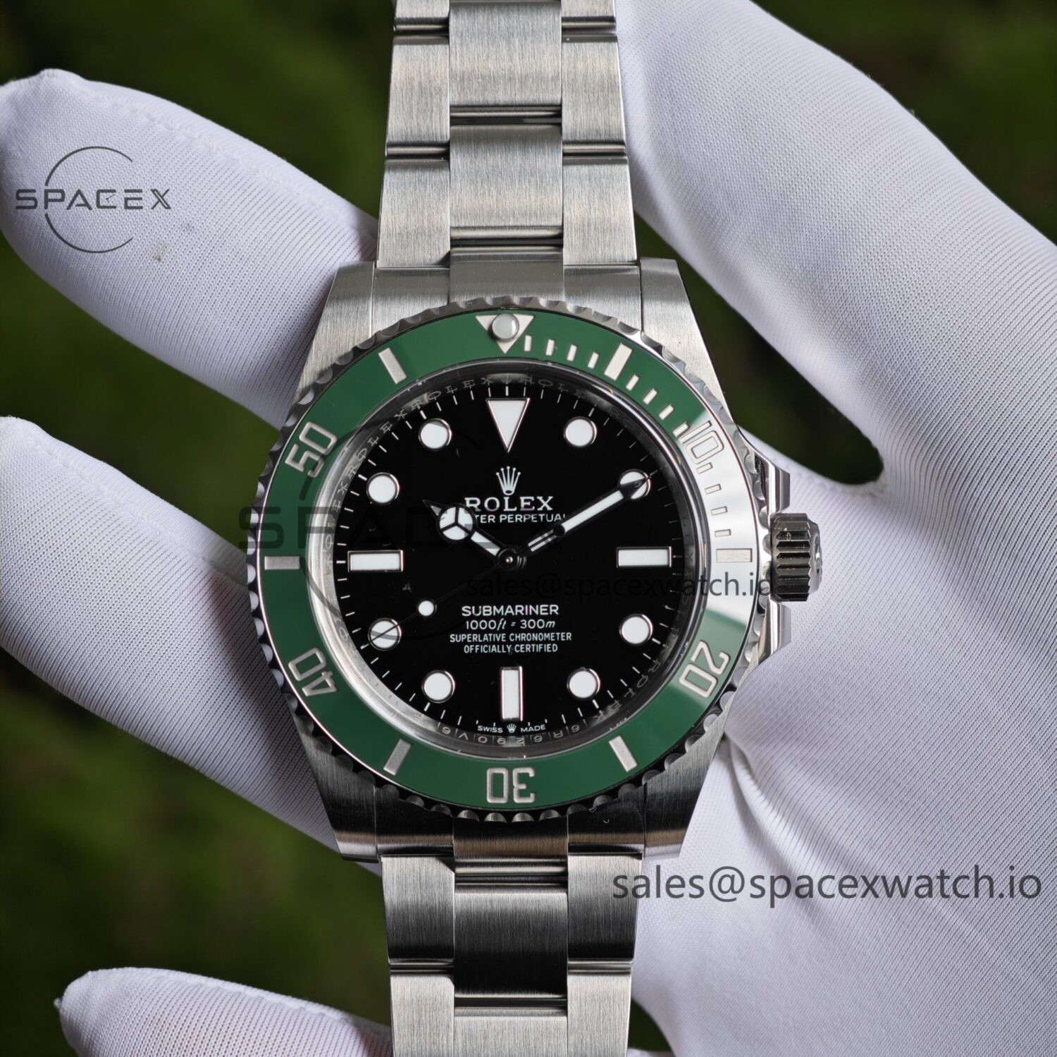 Rolex Submariner 126610 LV 41mm Calendar free Green Water Ghost, custom green ceramic outer ring, best substitute pointer, case and strap secondary polishing treatment — custom-built watch
