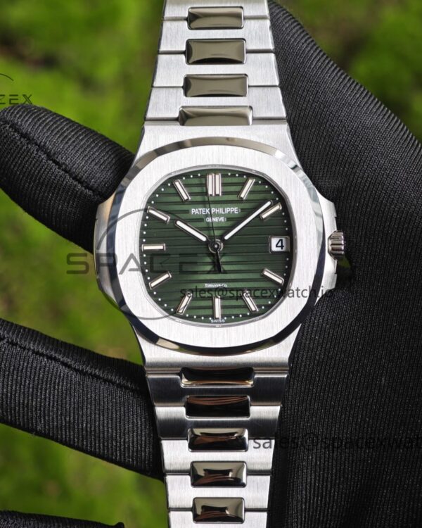 (Regular customization) Patek Philippe 5711 green dial, customized best alternative dial pointer calendar, case and strap re polished, 324 integrated movement — custom-built watch