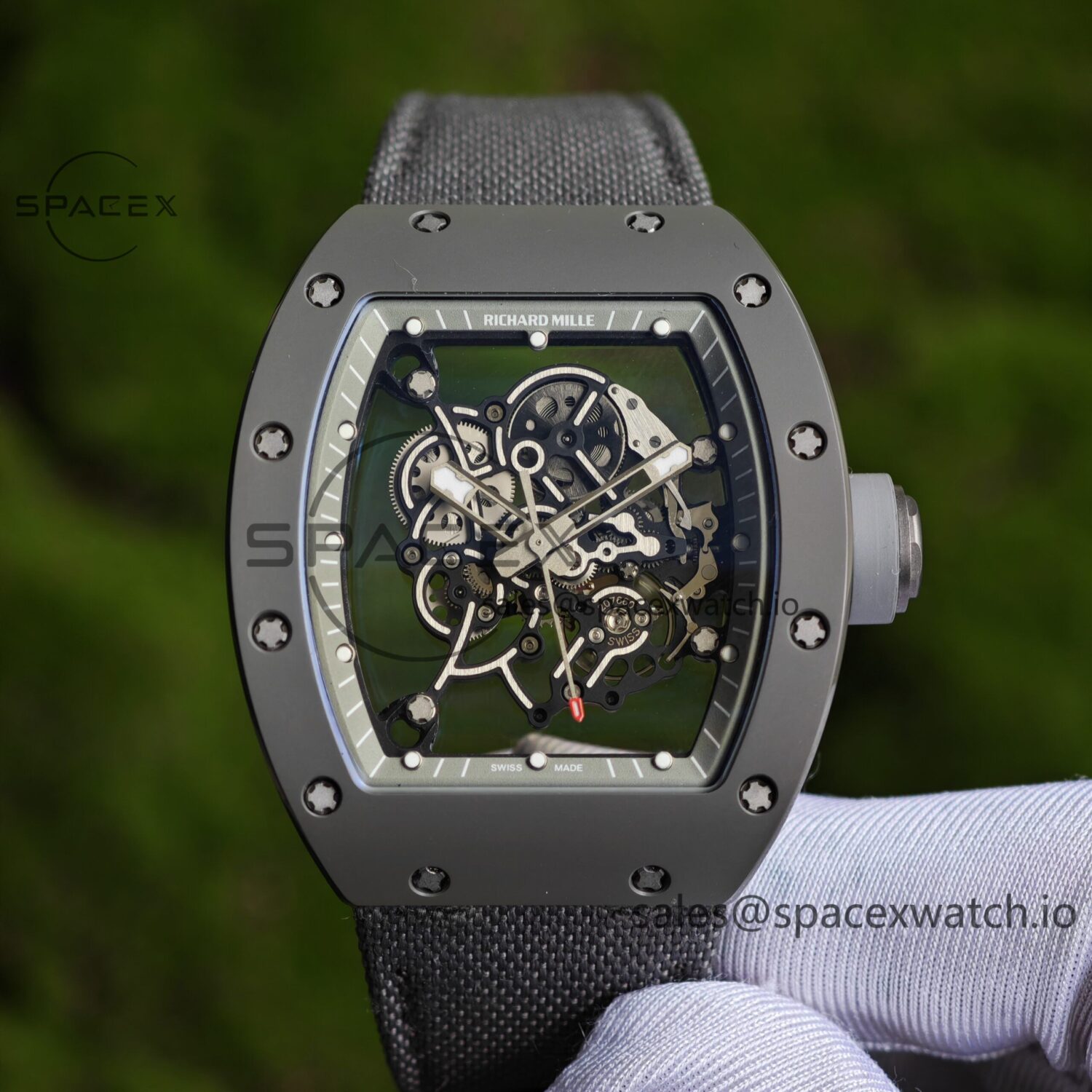 1: 1. Customize the best version RM-055 gray ceramic, titanium rubber inner shell, Vaucher RMUL2 super movement, gray rubber strap, titanium buckle, can be paired with nylon strap — custom-built watch