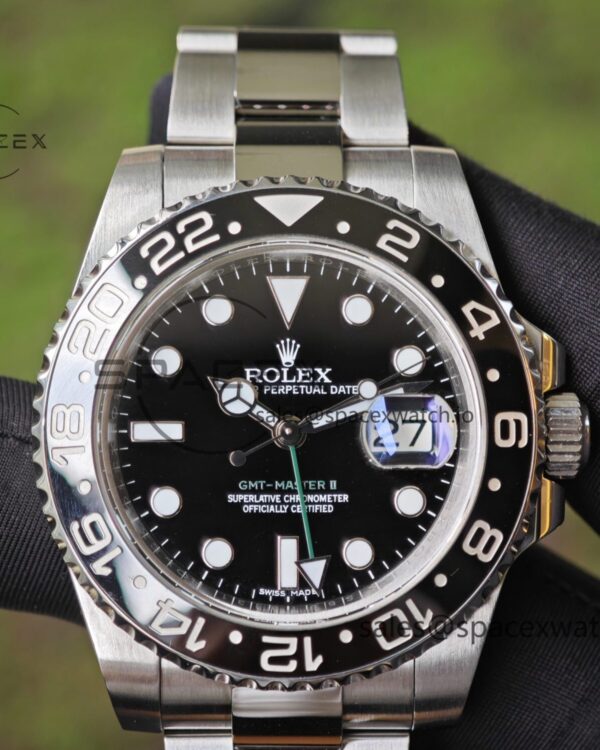 Rolex GMT Master II 116710 modified genuine black/color ceramic bezel, dial, hands, calendar, crystal, crown six genuine accessories, Dandong 3285 movement — custom-built watch