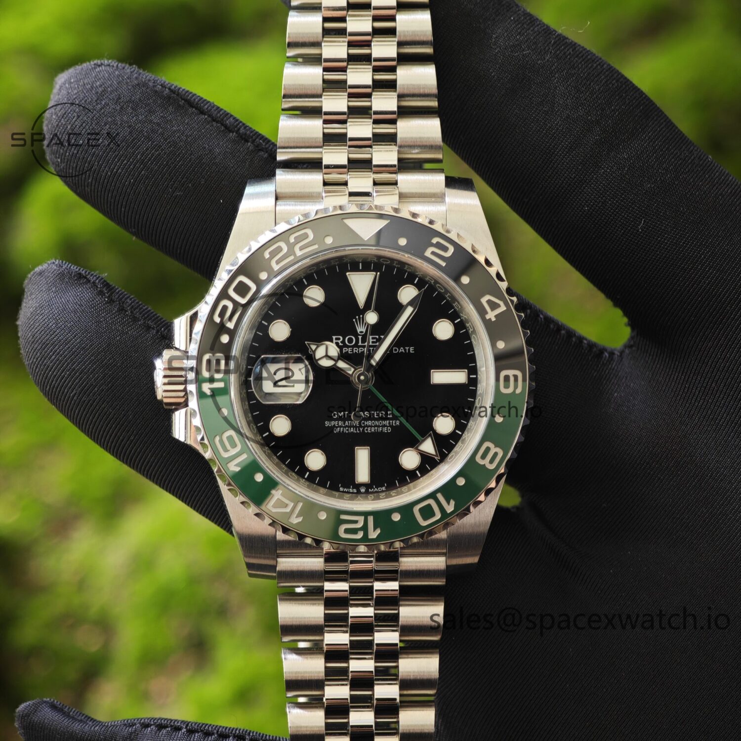 Rolex GMT Master II 126720, customized best alternative outer ring pointer, dial and hour markers with secondary polishing correction, Dandong 3285 movement — custom-built watch