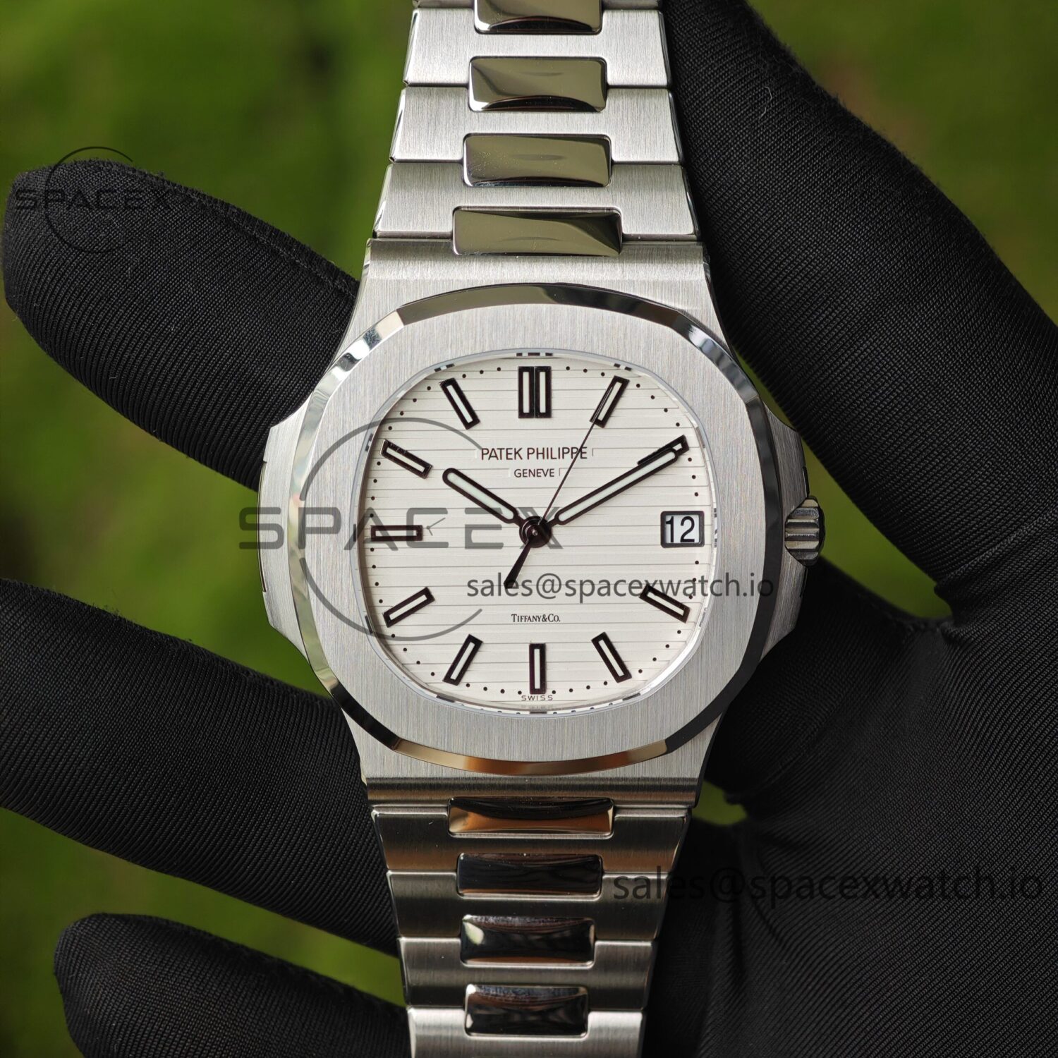 (Top Customization) Patek Philippe 5711/1A Tiffany Double Signature White Dial, Original Data reference-accurateCustomized Case and Strap, Customized Best Alternative Representative Plate, Pointer, Calendar, and ACE324 Integrated Movement, — custom-built watch