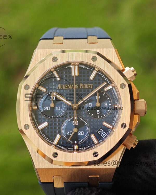 Customized AP Royal Oak Rose Gold Rubber Strap 26240, reference-accurateCustomized CNC18K Rose Gold Case Buckle, Imported Natural Rubber Strap, Best 4401 Integrated Movement, Customized Best Dial, Pointer, Calendar — custom-built watch